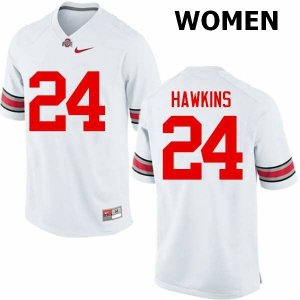 NCAA Ohio State Buckeyes Women's #24 Kierre Hawkins White Nike Football College Jersey JQL0645VX